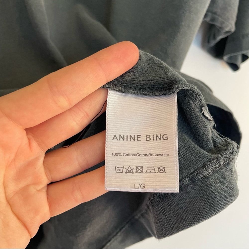 Anine Bing Gray Glitter Tee Shirt Short Sleeve Top Charcoal Unisex Large L - Picture 8 of 12